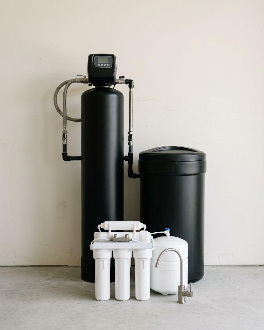 Softener tank, brine tank and the reverse osmosis unit